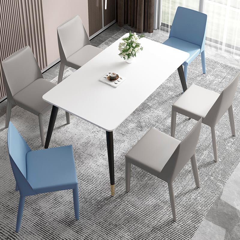 Muebles modernos de silla de comedor de cuero con patas de acero en acabado mate para el hogar