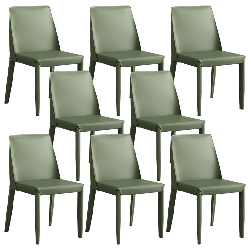 Muebles modernos de silla de comedor de cuero con patas de acero en acabado mate para el hogar