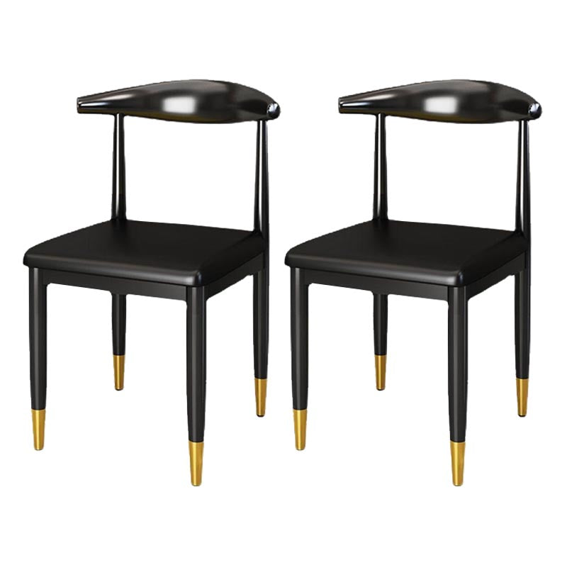 Glam Metal Dining Chairs Open Back Dining Side Furniture in Matte Finish for Indoor Black 2 Piece Set Clearhalo 'Dining Chairs' 'Dining Tables & Seating' 'dining_chair' 'furn' 'furn_dining_chair' 'Furniture' 'Kitchen & Dining Furniture' 5332534