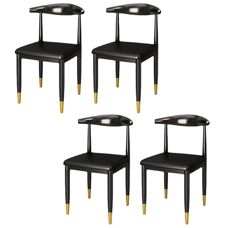Glam Metal Dining Chairs Open Back Dining Side Furniture in Matte Finish for Indoor Black 4 Piece Set Clearhalo 'Dining Chairs' 'Dining Tables & Seating' 'dining_chair' 'furn' 'furn_dining_chair' 'Furniture' 'Kitchen & Dining Furniture' 5332535