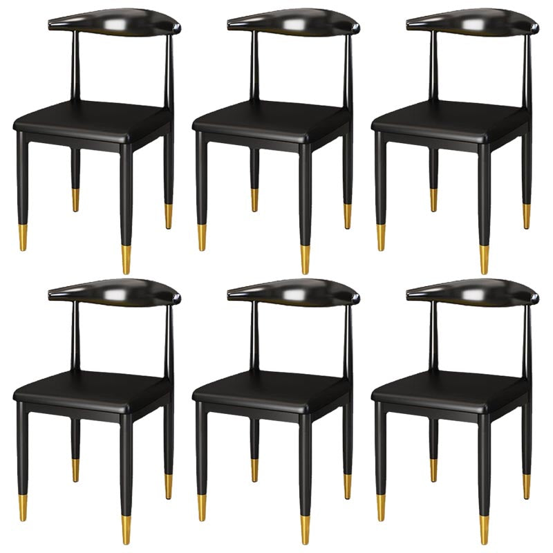 Glam Metal Dining Chairs Open Back Dining Side Furniture in Matte Finish for Indoor Black 6 Piece Set Clearhalo 'Dining Chairs' 'Dining Tables & Seating' 'dining_chair' 'furn' 'furn_dining_chair' 'Furniture' 'Kitchen & Dining Furniture' 5332537