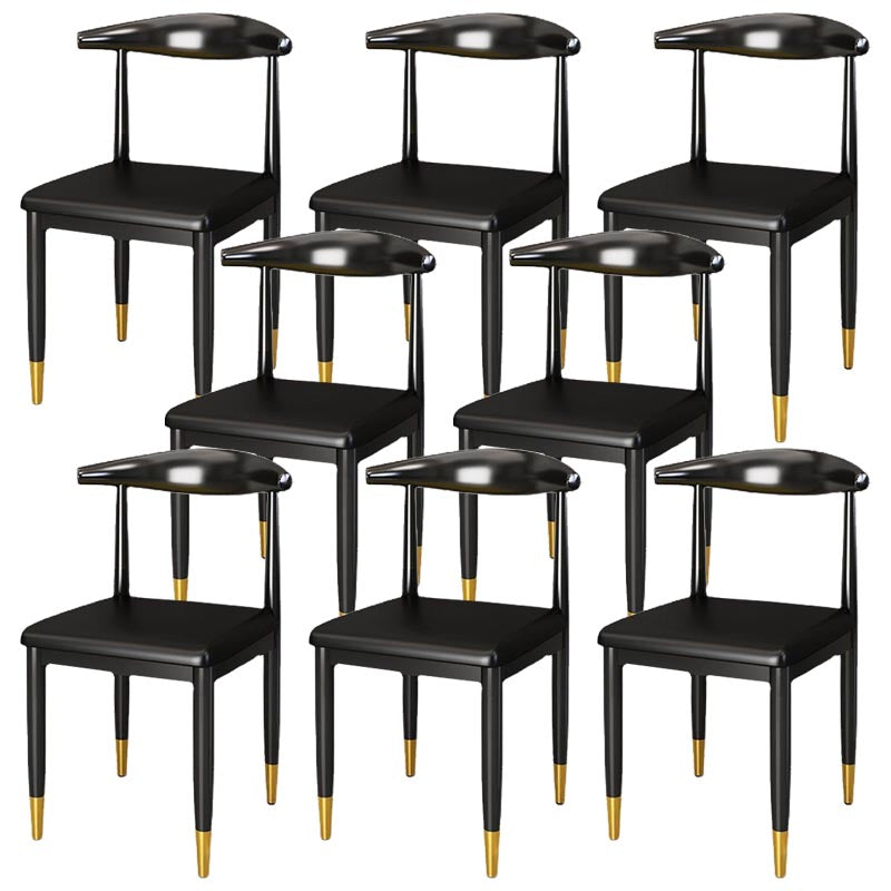 Glam Metal Dining Chairs Open Back Dining Side Furniture in Matte Finish for Indoor Black 8 Piece Set Clearhalo 'Dining Chairs' 'Dining Tables & Seating' 'dining_chair' 'furn' 'furn_dining_chair' 'Furniture' 'Kitchen & Dining Furniture' 5332539