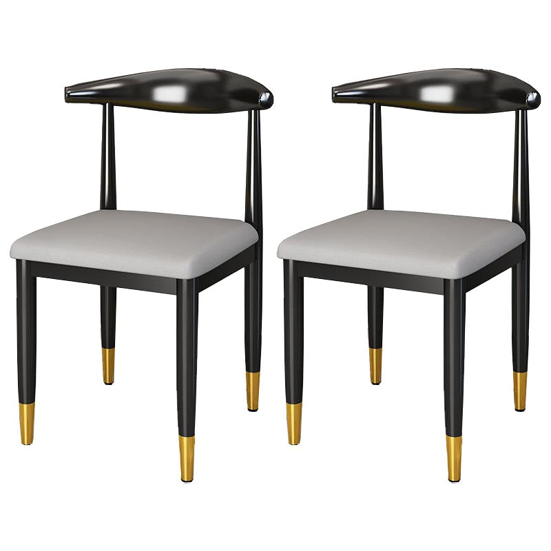 Glam Metal Dining Chairs Open Back Dining Side Furniture in Matte Finish for Indoor Grey 2 Piece Set Clearhalo 'Dining Chairs' 'Dining Tables & Seating' 'dining_chair' 'furn' 'furn_dining_chair' 'Furniture' 'Kitchen & Dining Furniture' 5332542