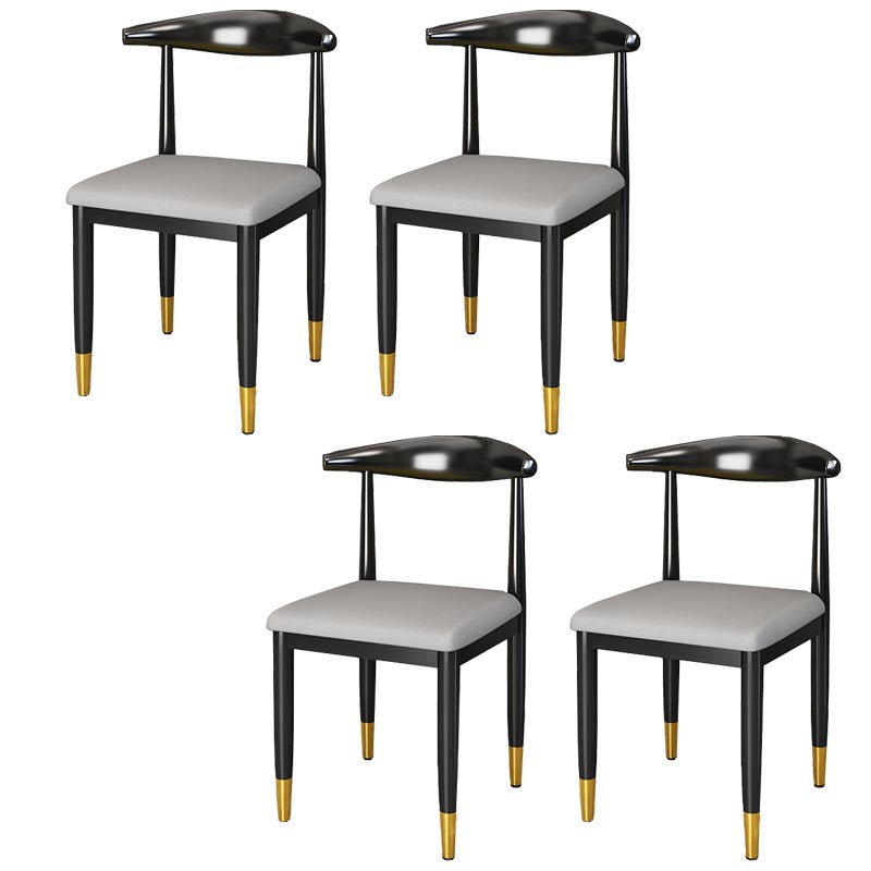 Glam Metal Dining Chairs Open Back Dining Side Furniture in Matte Finish for Indoor Grey 4 Piece Set Clearhalo 'Dining Chairs' 'Dining Tables & Seating' 'dining_chair' 'furn' 'furn_dining_chair' 'Furniture' 'Kitchen & Dining Furniture' 5332543