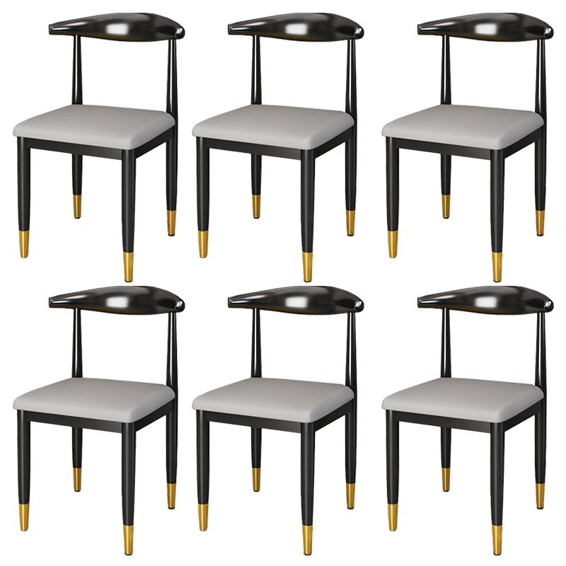 Glam Metal Dining Chairs Open Back Dining Side Furniture in Matte Finish for Indoor Grey 6 Piece Set Clearhalo 'Dining Chairs' 'Dining Tables & Seating' 'dining_chair' 'furn' 'furn_dining_chair' 'Furniture' 'Kitchen & Dining Furniture' 5332545