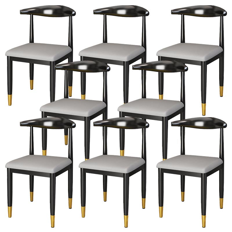 Glam Metal Dining Chairs Open Back Dining Side Furniture in Matte Finish for Indoor Grey 8 Piece Set Clearhalo 'Dining Chairs' 'Dining Tables & Seating' 'dining_chair' 'furn' 'furn_dining_chair' 'Furniture' 'Kitchen & Dining Furniture' 5332548