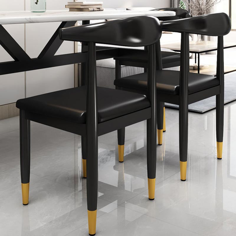 Glam Metal Dining Chairs Open Back Dining Side Furniture in Matte Finish for Indoor Clearhalo 'Dining Chairs' 'Dining Tables & Seating' 'dining_chair' 'furn' 'furn_dining_chair' 'Furniture' 'Kitchen & Dining Furniture' 5332551