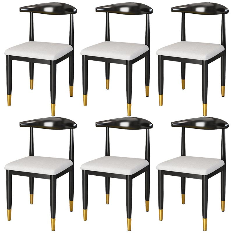 Glam Metal Dining Chairs Open Back Dining Side Furniture in Matte Finish for Indoor Light Gray 6 Piece Set Clearhalo 'Dining Chairs' 'Dining Tables & Seating' 'dining_chair' 'furn' 'furn_dining_chair' 'Furniture' 'Kitchen & Dining Furniture' 5332554