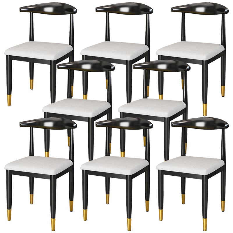 Glam Metal Dining Chairs Open Back Dining Side Furniture in Matte Finish for Indoor Light Gray 8 Piece Set Clearhalo 'Dining Chairs' 'Dining Tables & Seating' 'dining_chair' 'furn' 'furn_dining_chair' 'Furniture' 'Kitchen & Dining Furniture' 5332556