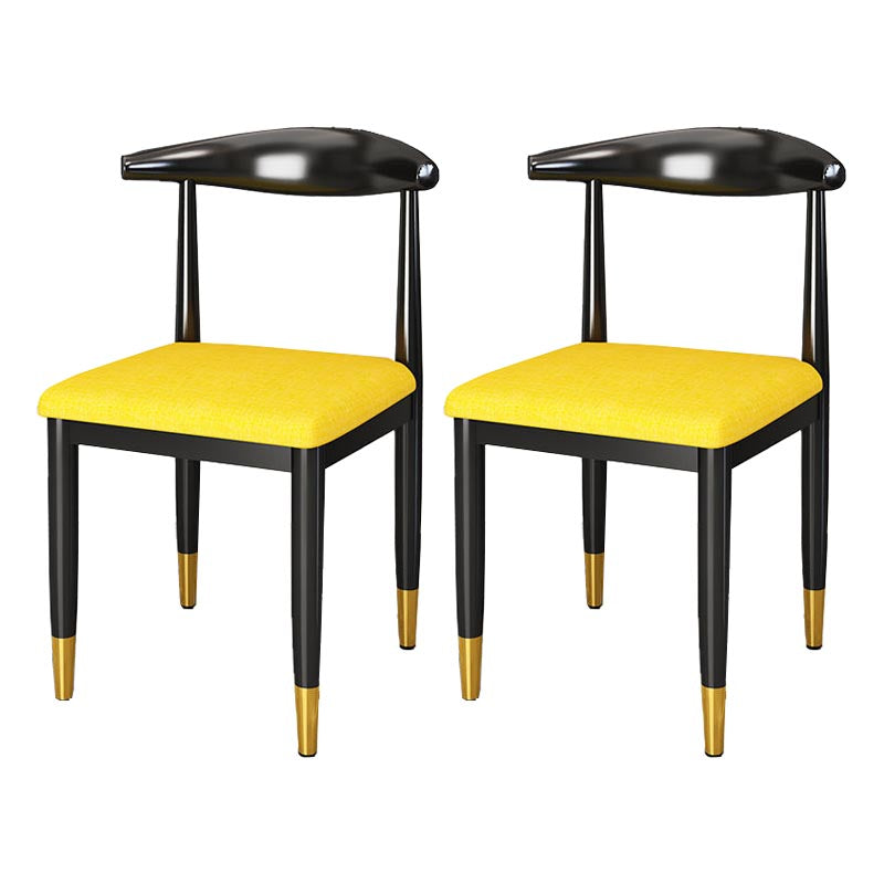 Glam Metal Dining Chairs Open Back Dining Side Furniture in Matte Finish for Indoor Yellow 2 Piece Set Clearhalo 'Dining Chairs' 'Dining Tables & Seating' 'dining_chair' 'furn' 'furn_dining_chair' 'Furniture' 'Kitchen & Dining Furniture' 5332558