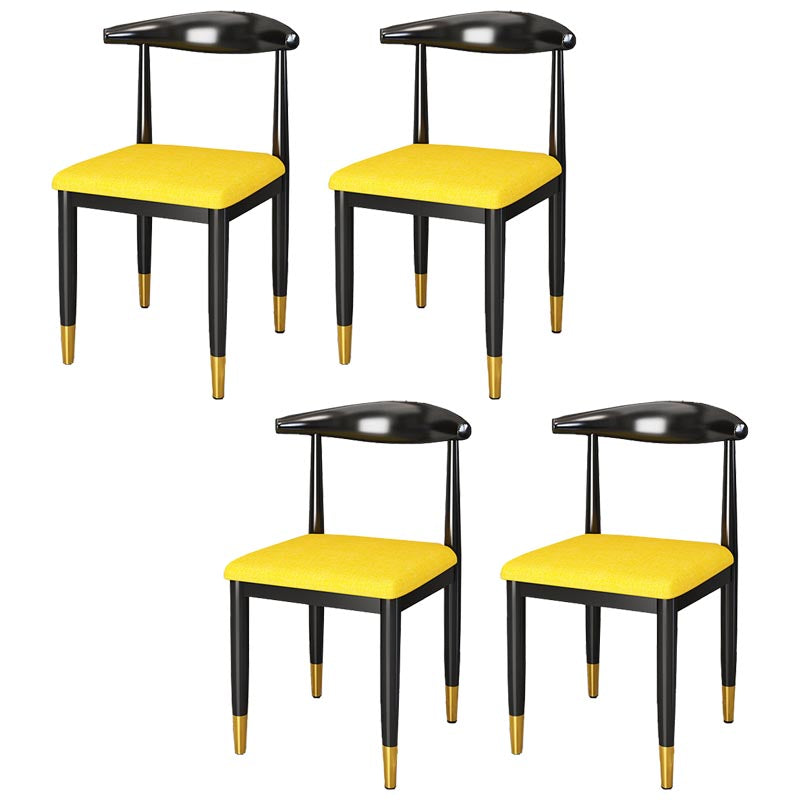 Glam Metal Dining Chairs Open Back Dining Side Furniture in Matte Finish for Indoor Yellow 4 Piece Set Clearhalo 'Dining Chairs' 'Dining Tables & Seating' 'dining_chair' 'furn' 'furn_dining_chair' 'Furniture' 'Kitchen & Dining Furniture' 5332560