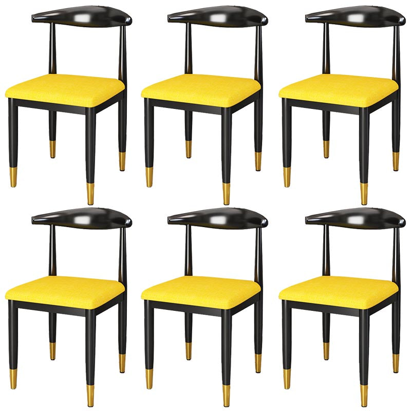 Glam Metal Dining Chairs Open Back Dining Side Furniture in Matte Finish for Indoor Yellow 6 Piece Set Clearhalo 'Dining Chairs' 'Dining Tables & Seating' 'dining_chair' 'furn' 'furn_dining_chair' 'Furniture' 'Kitchen & Dining Furniture' 5332562