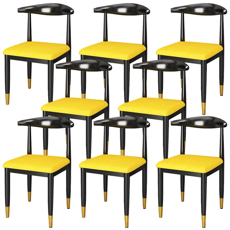 Glam Metal Dining Chairs Open Back Dining Side Furniture in Matte Finish for Indoor Yellow 8 Piece Set Clearhalo 'Dining Chairs' 'Dining Tables & Seating' 'dining_chair' 'furn' 'furn_dining_chair' 'Furniture' 'Kitchen & Dining Furniture' 5332563