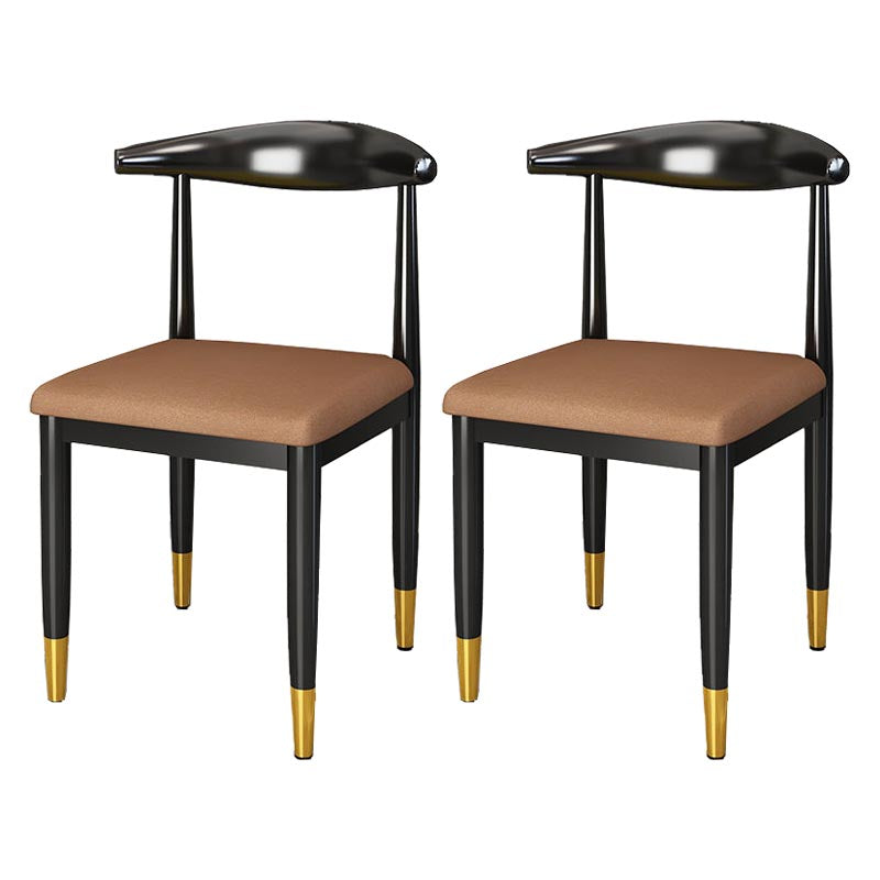 Glam Metal Dining Chairs Open Back Dining Side Furniture in Matte Finish for Indoor Orange 2 Piece Set Clearhalo 'Dining Chairs' 'Dining Tables & Seating' 'dining_chair' 'furn' 'furn_dining_chair' 'Furniture' 'Kitchen & Dining Furniture' 5332564