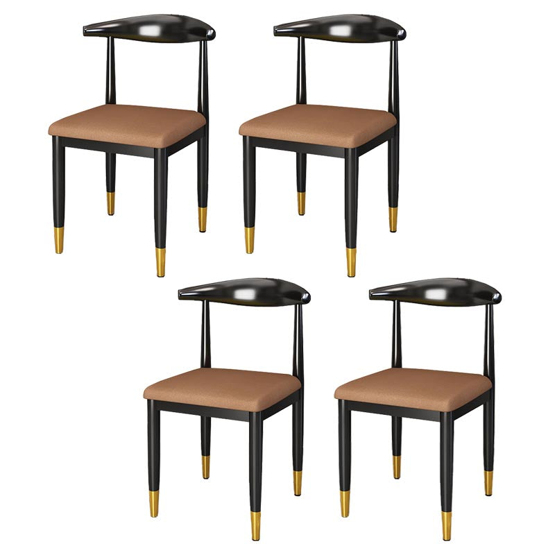 Glam Metal Dining Chairs Open Back Dining Side Furniture in Matte Finish for Indoor Orange 4 Piece Set Clearhalo 'Dining Chairs' 'Dining Tables & Seating' 'dining_chair' 'furn' 'furn_dining_chair' 'Furniture' 'Kitchen & Dining Furniture' 5332565