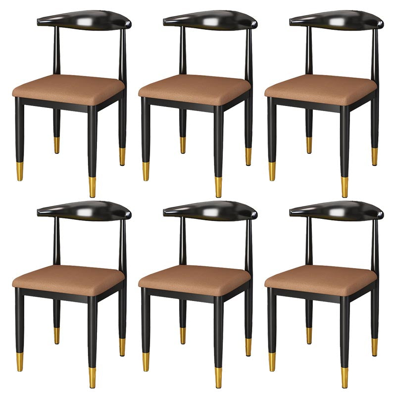 Glam Metal Dining Chairs Open Back Dining Side Furniture in Matte Finish for Indoor Orange 6 Piece Set Clearhalo 'Dining Chairs' 'Dining Tables & Seating' 'dining_chair' 'furn' 'furn_dining_chair' 'Furniture' 'Kitchen & Dining Furniture' 5332566