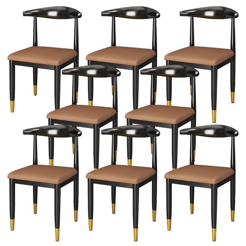 Glam Metal Dining Chairs Open Back Dining Side Furniture in Matte Finish for Indoor Orange 8 Piece Set Clearhalo 'Dining Chairs' 'Dining Tables & Seating' 'dining_chair' 'furn' 'furn_dining_chair' 'Furniture' 'Kitchen & Dining Furniture' 5332567