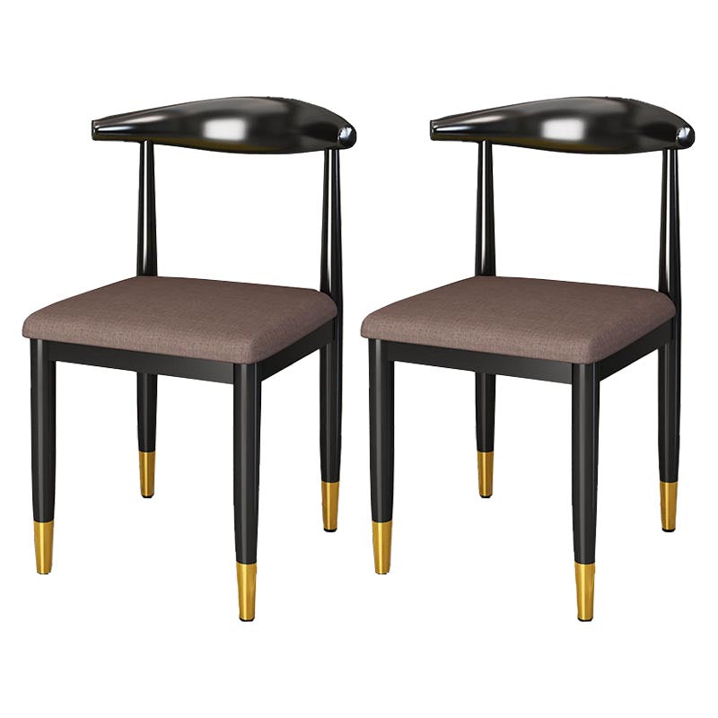 Glam Metal Dining Chairs Open Back Dining Side Furniture in Matte Finish for Indoor Brown 2 Piece Set Clearhalo 'Dining Chairs' 'Dining Tables & Seating' 'dining_chair' 'furn' 'furn_dining_chair' 'Furniture' 'Kitchen & Dining Furniture' 5332568