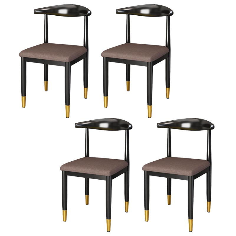 Glam Metal Dining Chairs Open Back Dining Side Furniture in Matte Finish for Indoor Brown 4 Piece Set Clearhalo 'Dining Chairs' 'Dining Tables & Seating' 'dining_chair' 'furn' 'furn_dining_chair' 'Furniture' 'Kitchen & Dining Furniture' 5332569