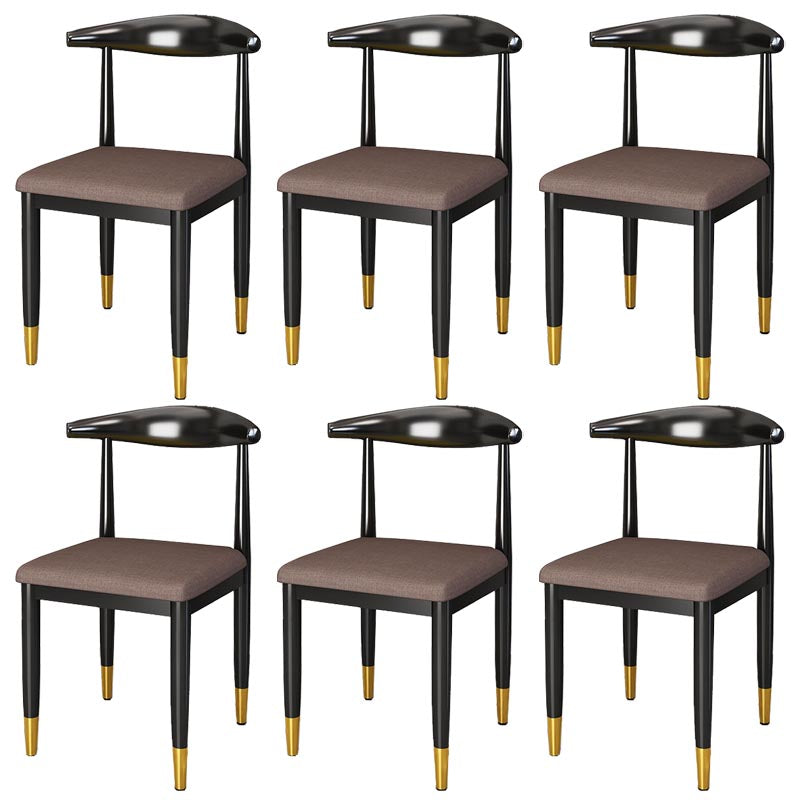 Glam Metal Dining Chairs Open Back Dining Side Furniture in Matte Finish for Indoor Brown 6 Piece Set Clearhalo 'Dining Chairs' 'Dining Tables & Seating' 'dining_chair' 'furn' 'furn_dining_chair' 'Furniture' 'Kitchen & Dining Furniture' 5332570