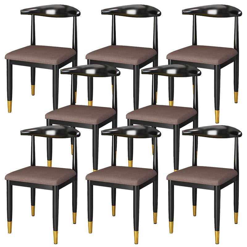Glam Metal Dining Chairs Open Back Dining Side Furniture in Matte Finish for Indoor Brown 8 Piece Set Clearhalo 'Dining Chairs' 'Dining Tables & Seating' 'dining_chair' 'furn' 'furn_dining_chair' 'Furniture' 'Kitchen & Dining Furniture' 5332571