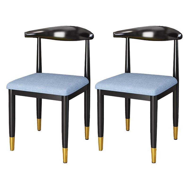 Glam Metal Dining Chairs Open Back Dining Side Furniture in Matte Finish for Indoor Blue 2 Piece Set Clearhalo 'Dining Chairs' 'Dining Tables & Seating' 'dining_chair' 'furn' 'furn_dining_chair' 'Furniture' 'Kitchen & Dining Furniture' 5332572