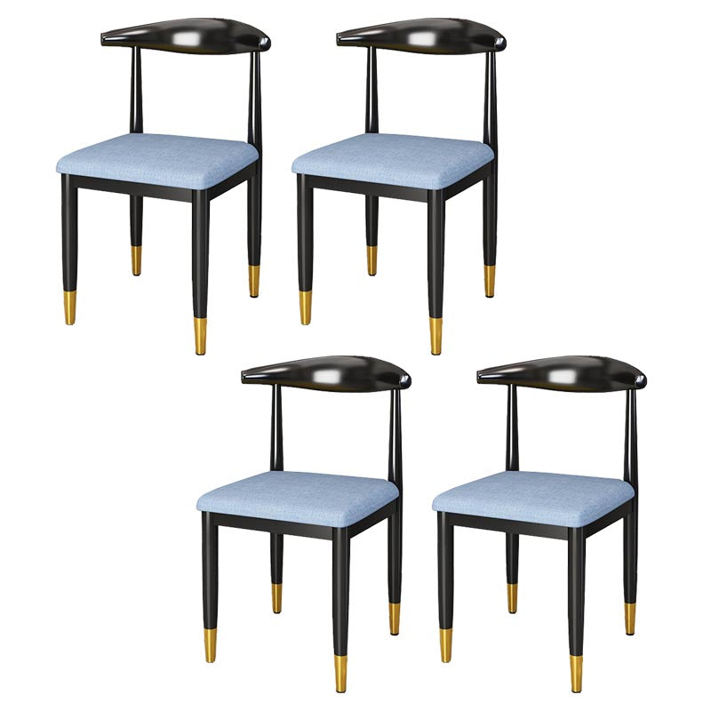 Glam Metal Dining Chairs Open Back Dining Side Furniture in Matte Finish for Indoor Blue 4 Piece Set Clearhalo 'Dining Chairs' 'Dining Tables & Seating' 'dining_chair' 'furn' 'furn_dining_chair' 'Furniture' 'Kitchen & Dining Furniture' 5332573