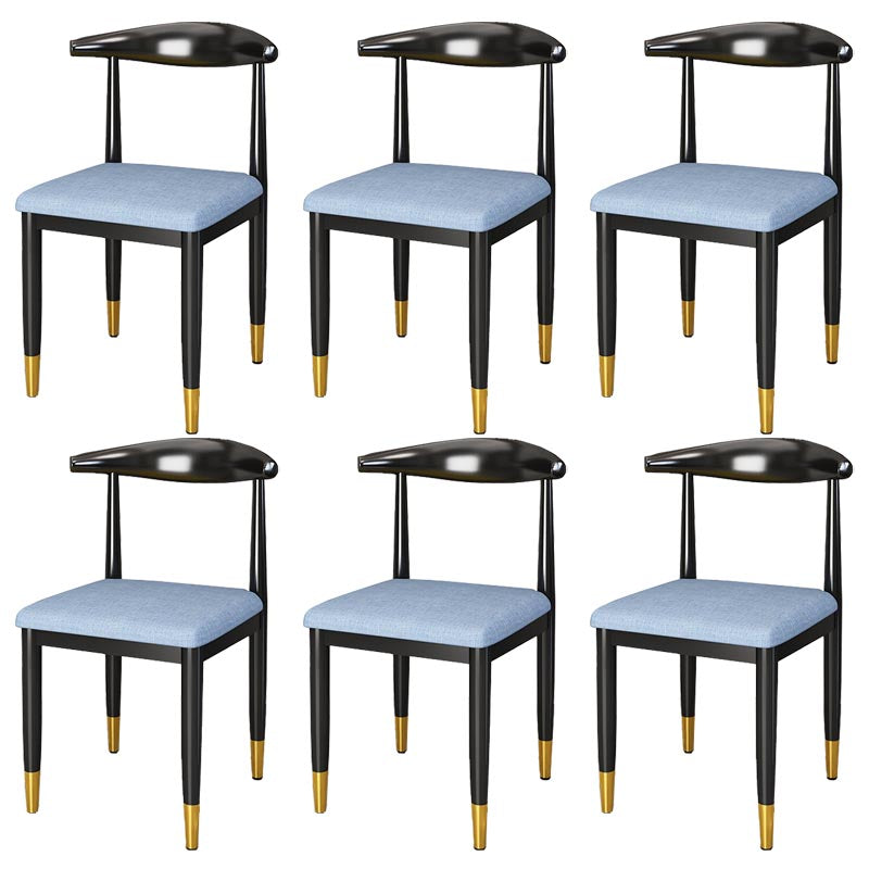 Glam Metal Dining Chairs Open Back Dining Side Furniture in Matte Finish for Indoor Blue 6 Piece Set Clearhalo 'Dining Chairs' 'Dining Tables & Seating' 'dining_chair' 'furn' 'furn_dining_chair' 'Furniture' 'Kitchen & Dining Furniture' 5332574