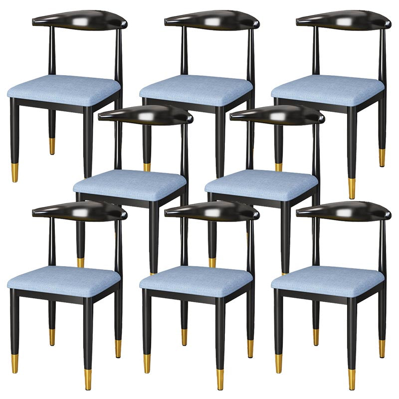 Glam Metal Dining Chairs Open Back Dining Side Furniture in Matte Finish for Indoor Blue 8 Piece Set Clearhalo 'Dining Chairs' 'Dining Tables & Seating' 'dining_chair' 'furn' 'furn_dining_chair' 'Furniture' 'Kitchen & Dining Furniture' 5332575