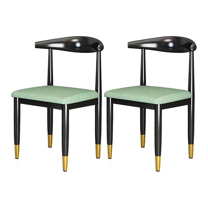 Glam Metal Dining Chairs Open Back Dining Side Furniture in Matte Finish for Indoor Green 2 Piece Set Clearhalo 'Dining Chairs' 'Dining Tables & Seating' 'dining_chair' 'furn' 'furn_dining_chair' 'Furniture' 'Kitchen & Dining Furniture' 5332576