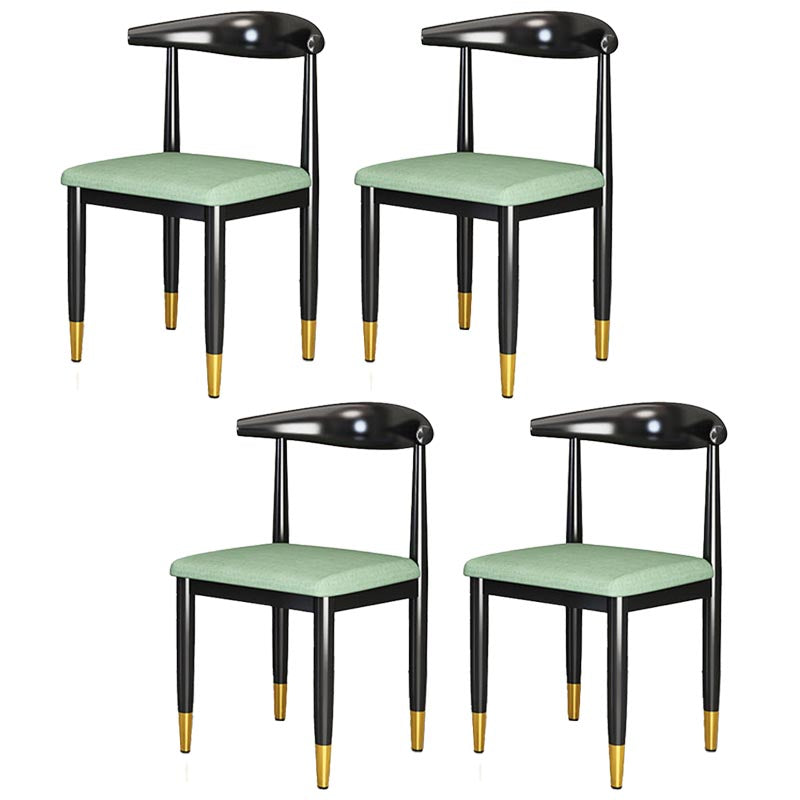 Glam Metal Dining Chairs Open Back Dining Side Furniture in Matte Finish for Indoor Green 4 Piece Set Clearhalo 'Dining Chairs' 'Dining Tables & Seating' 'dining_chair' 'furn' 'furn_dining_chair' 'Furniture' 'Kitchen & Dining Furniture' 5332577