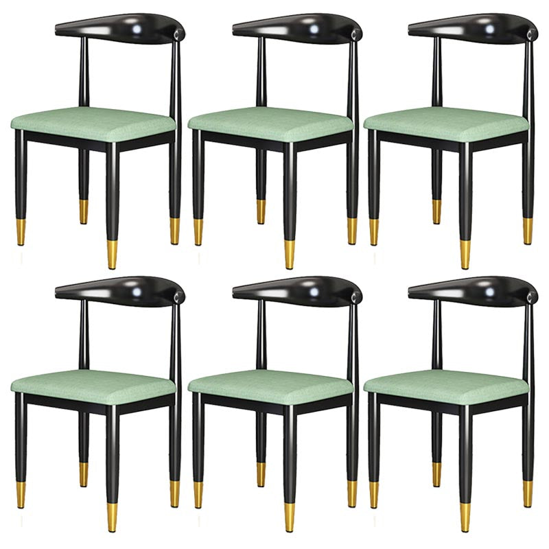 Glam Metal Dining Chairs Open Back Dining Side Furniture in Matte Finish for Indoor Green 6 Piece Set Clearhalo 'Dining Chairs' 'Dining Tables & Seating' 'dining_chair' 'furn' 'furn_dining_chair' 'Furniture' 'Kitchen & Dining Furniture' 5332578