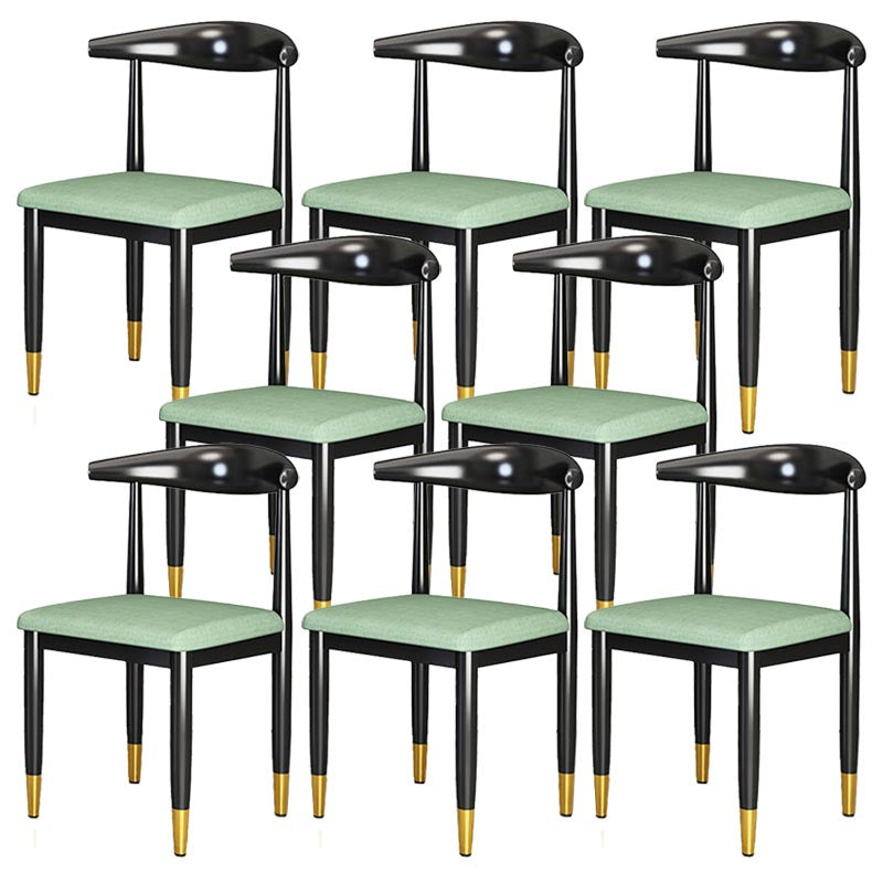 Glam Metal Dining Chairs Open Back Dining Side Furniture in Matte Finish for Indoor Green 8 Piece Set Clearhalo 'Dining Chairs' 'Dining Tables & Seating' 'dining_chair' 'furn' 'furn_dining_chair' 'Furniture' 'Kitchen & Dining Furniture' 5332579