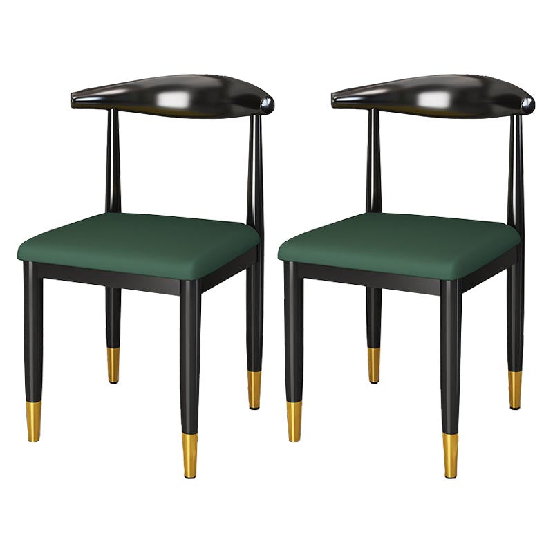 Glam Metal Dining Chairs Open Back Dining Side Furniture in Matte Finish for Indoor Dark Green 2 Piece Set Clearhalo 'Dining Chairs' 'Dining Tables & Seating' 'dining_chair' 'furn' 'furn_dining_chair' 'Furniture' 'Kitchen & Dining Furniture' 5332580