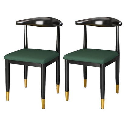 Glam Metal Dining Chairs Open Back Dining Side Furniture in Matte Finish for Indoor Dark Green 2 Piece Set Clearhalo 'Dining Chairs' 'Dining Tables & Seating' 'dining_chair' 'furn' 'furn_dining_chair' 'Furniture' 'Kitchen & Dining Furniture' 5332580