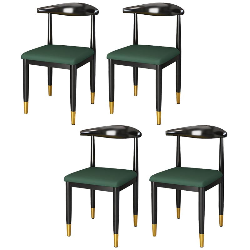 Glam Metal Dining Chairs Open Back Dining Side Furniture in Matte Finish for Indoor Dark Green 4 Piece Set Clearhalo 'Dining Chairs' 'Dining Tables & Seating' 'dining_chair' 'furn' 'furn_dining_chair' 'Furniture' 'Kitchen & Dining Furniture' 5332581