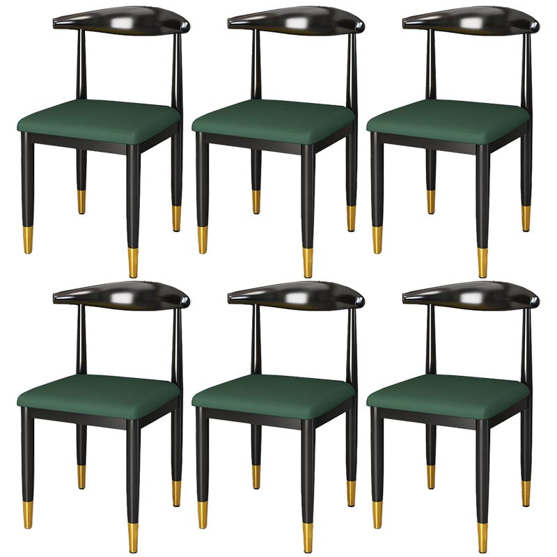Glam Metal Dining Chairs Open Back Dining Side Furniture in Matte Finish for Indoor Dark Green 6 Piece Set Clearhalo 'Dining Chairs' 'Dining Tables & Seating' 'dining_chair' 'furn' 'furn_dining_chair' 'Furniture' 'Kitchen & Dining Furniture' 5332582