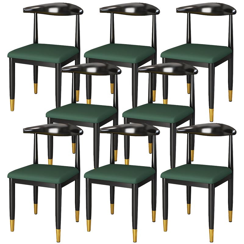 Glam Metal Dining Chairs Open Back Dining Side Furniture in Matte Finish for Indoor Dark Green 8 Piece Set Clearhalo 'Dining Chairs' 'Dining Tables & Seating' 'dining_chair' 'furn' 'furn_dining_chair' 'Furniture' 'Kitchen & Dining Furniture' 5332583