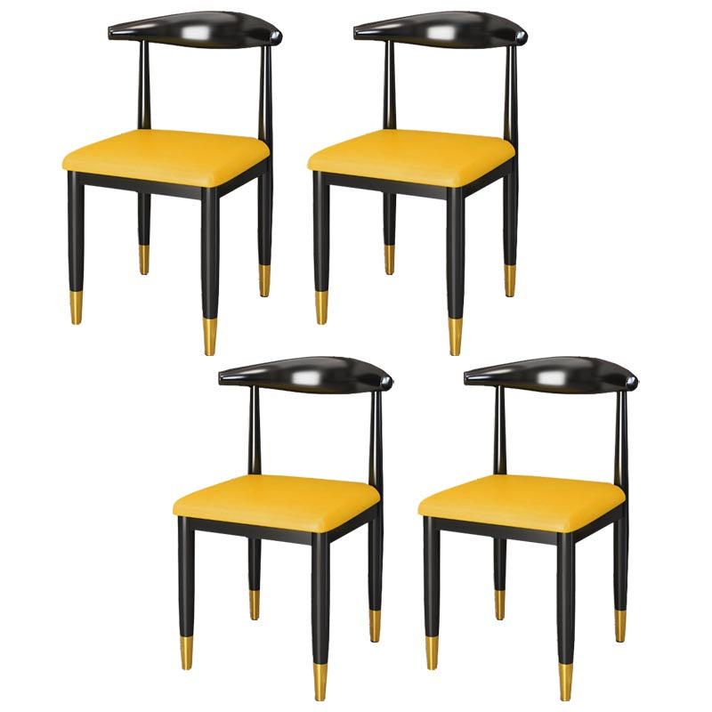 Glam Metal Dining Chairs Open Back Dining Side Furniture in Matte Finish for Indoor Ginger 4 Piece Set Clearhalo 'Dining Chairs' 'Dining Tables & Seating' 'dining_chair' 'furn' 'furn_dining_chair' 'Furniture' 'Kitchen & Dining Furniture' 5332585