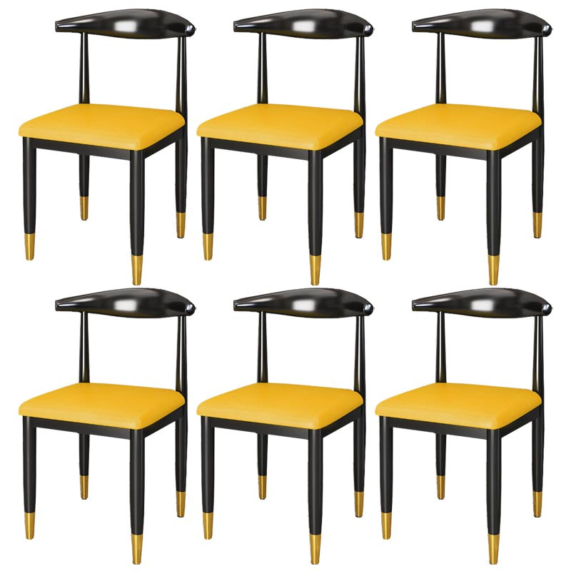 Glam Metal Dining Chairs Open Back Dining Side Furniture in Matte Finish for Indoor Ginger 6 Piece Set Clearhalo 'Dining Chairs' 'Dining Tables & Seating' 'dining_chair' 'furn' 'furn_dining_chair' 'Furniture' 'Kitchen & Dining Furniture' 5332586