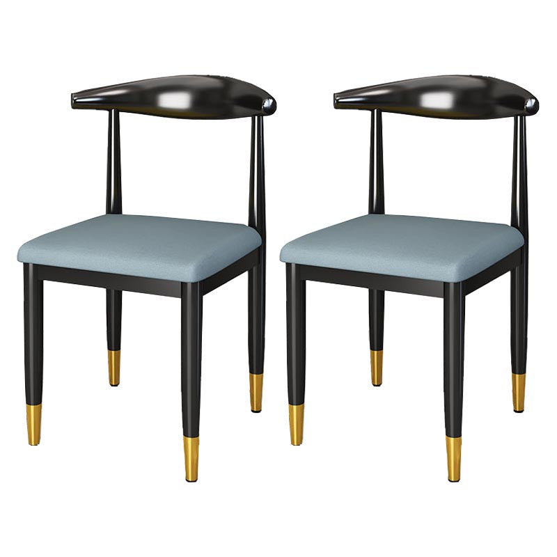 Glam Metal Dining Chairs Open Back Dining Side Furniture in Matte Finish for Indoor Dark Blue 2 Piece Set Clearhalo 'Dining Chairs' 'Dining Tables & Seating' 'dining_chair' 'furn' 'furn_dining_chair' 'Furniture' 'Kitchen & Dining Furniture' 5332588
