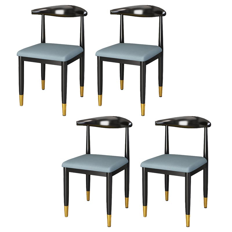 Glam Metal Dining Chairs Open Back Dining Side Furniture in Matte Finish for Indoor Dark Blue 4 Piece Set Clearhalo 'Dining Chairs' 'Dining Tables & Seating' 'dining_chair' 'furn' 'furn_dining_chair' 'Furniture' 'Kitchen & Dining Furniture' 5332589
