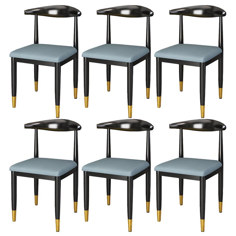 Glam Metal Dining Chairs Open Back Dining Side Furniture in Matte Finish for Indoor Dark Blue 6 Piece Set Clearhalo 'Dining Chairs' 'Dining Tables & Seating' 'dining_chair' 'furn' 'furn_dining_chair' 'Furniture' 'Kitchen & Dining Furniture' 5332590