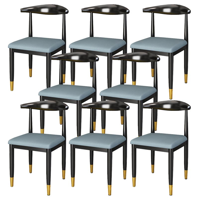 Glam Metal Dining Chairs Open Back Dining Side Furniture in Matte Finish for Indoor Dark Blue 8 Piece Set Clearhalo 'Dining Chairs' 'Dining Tables & Seating' 'dining_chair' 'furn' 'furn_dining_chair' 'Furniture' 'Kitchen & Dining Furniture' 5332591