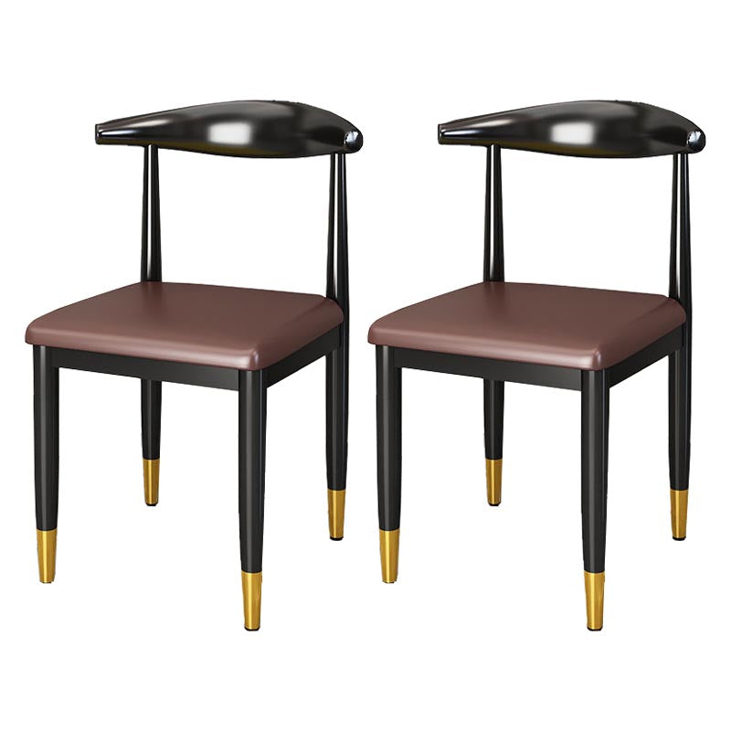 Glam Metal Dining Chairs Open Back Dining Side Furniture in Matte Finish for Indoor Dark Brown 2 Piece Set Clearhalo 'Dining Chairs' 'Dining Tables & Seating' 'dining_chair' 'furn' 'furn_dining_chair' 'Furniture' 'Kitchen & Dining Furniture' 5332592