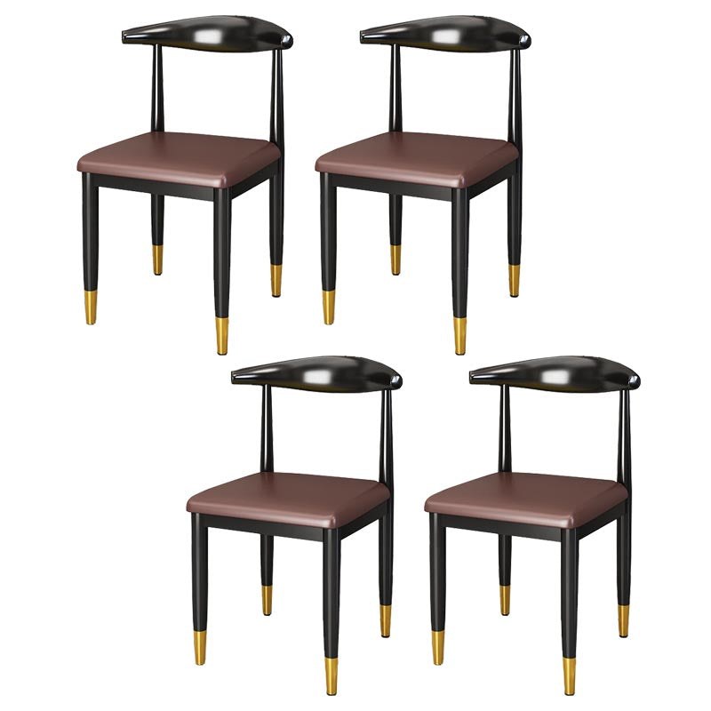 Glam Metal Dining Chairs Open Back Dining Side Furniture in Matte Finish for Indoor Dark Brown 4 Piece Set Clearhalo 'Dining Chairs' 'Dining Tables & Seating' 'dining_chair' 'furn' 'furn_dining_chair' 'Furniture' 'Kitchen & Dining Furniture' 5332593