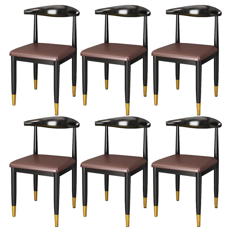 Glam Metal Dining Chairs Open Back Dining Side Furniture in Matte Finish for Indoor Dark Brown 6 Piece Set Clearhalo 'Dining Chairs' 'Dining Tables & Seating' 'dining_chair' 'furn' 'furn_dining_chair' 'Furniture' 'Kitchen & Dining Furniture' 5332594