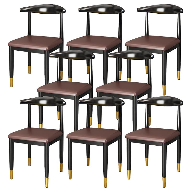 Glam Metal Dining Chairs Open Back Dining Side Furniture in Matte Finish for Indoor Dark Brown 8 Piece Set Clearhalo 'Dining Chairs' 'Dining Tables & Seating' 'dining_chair' 'furn' 'furn_dining_chair' 'Furniture' 'Kitchen & Dining Furniture' 5332595