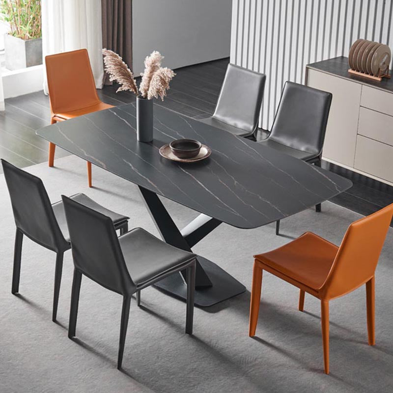 Silla de silla de comedor de cuero moderna en acabado mate para interiores