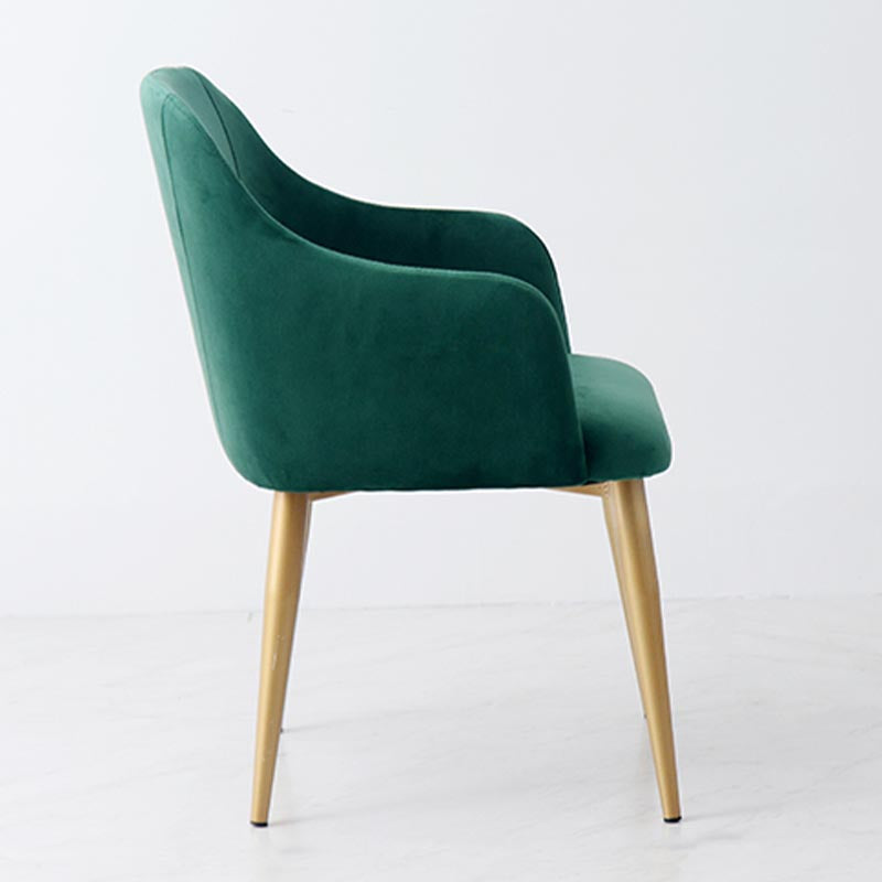 Chaise de bras rembourré Glam Glam Dining Arm Ferme avec des jambes dorées pour la maison